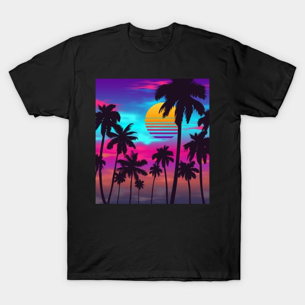 Georgeous Crimson Sunset Synthwave T-Shirt by edmproject